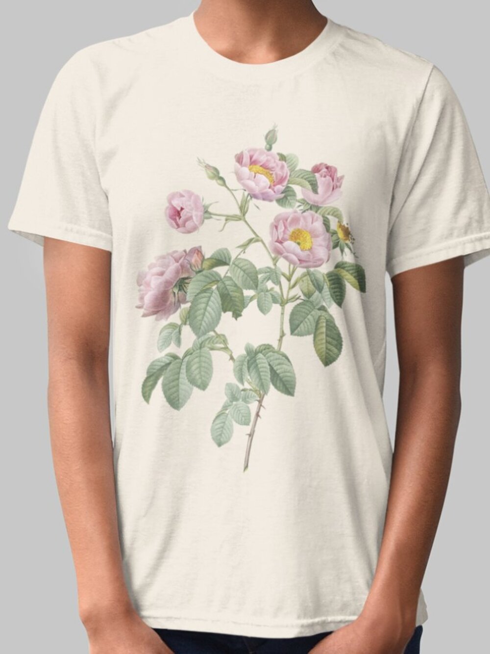 Tomentose Rose Vintage Floral Print Short Sleeve Graphic Tee T-shirt S-XXL